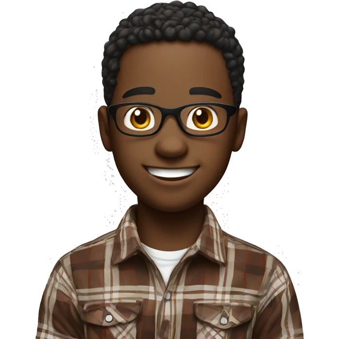 smiling boy in plaid shirt in emoji art style emoji
