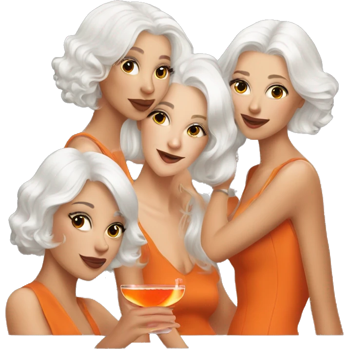 Three beautiful girls (white Hair) drinking aperol   emoji