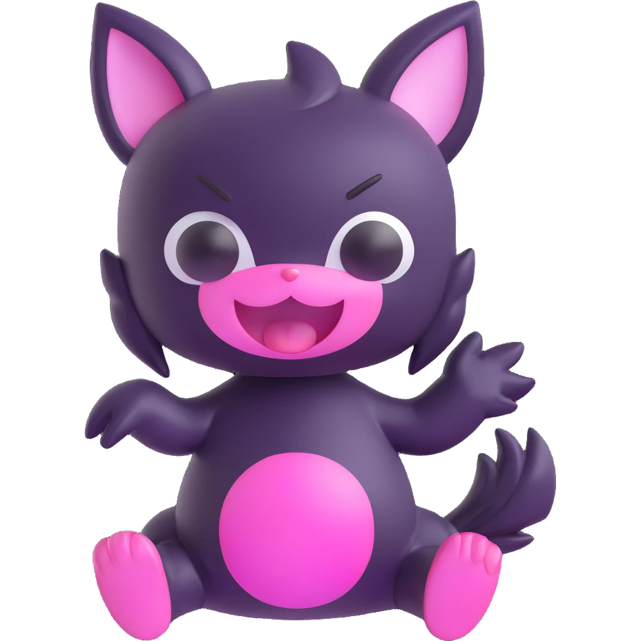 Kuromi character, playful pose, shiny finish emoji
