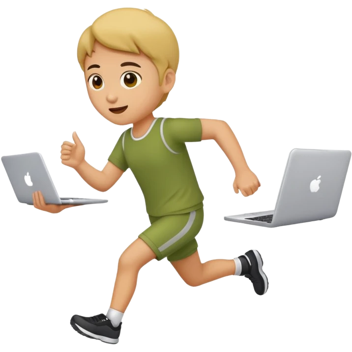 cute olive running holding a laptop emoji