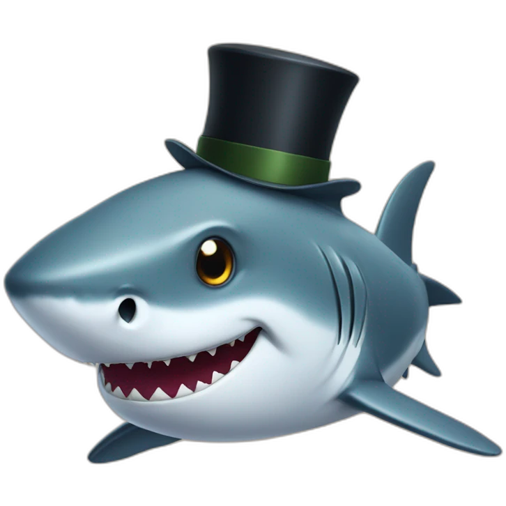 Shark with a top hat emoji