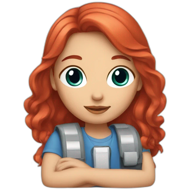 A girl with red hair and a blue wing emoji
