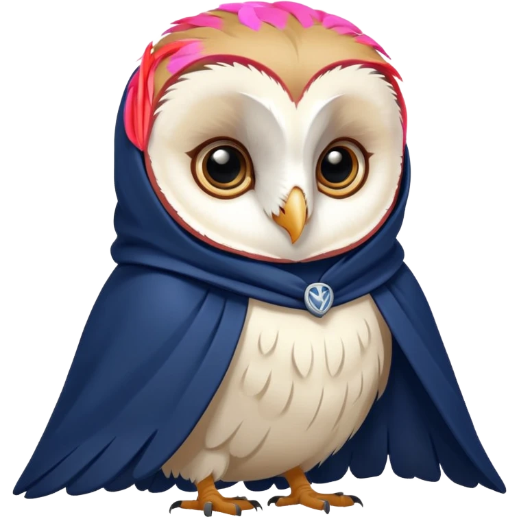 white barn owl in navy blue cloak emoji