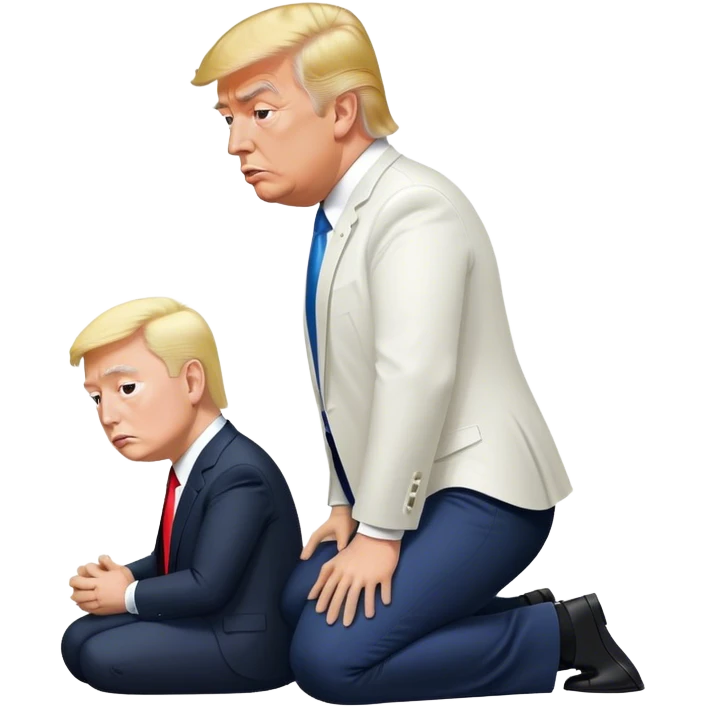Trump kneeling in front of elon emoji