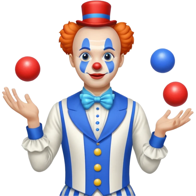 circus juggler clown juggling balls white and blue emoji