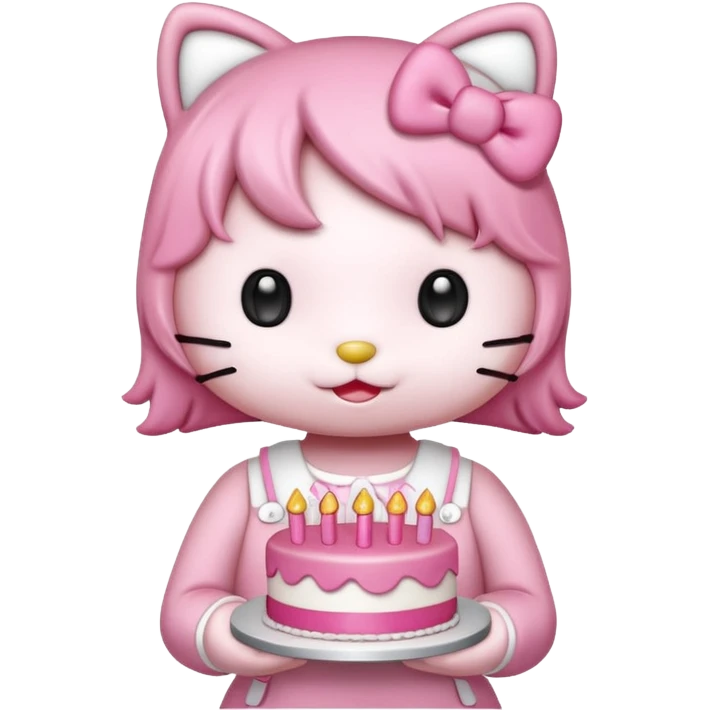 cute hello kitty with birthday cake emoji