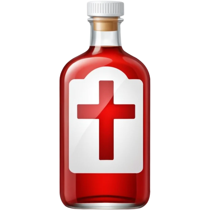 medicine syrup and cross sign above thse emoji