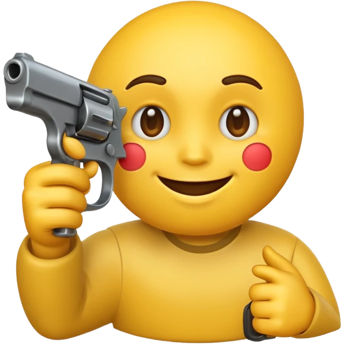 yellow emoji face with a hand holding a gun emoji