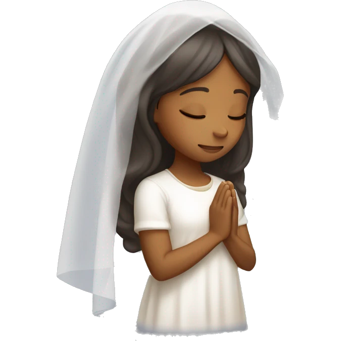 Caramel skin Girl praying for with white veil  emoji