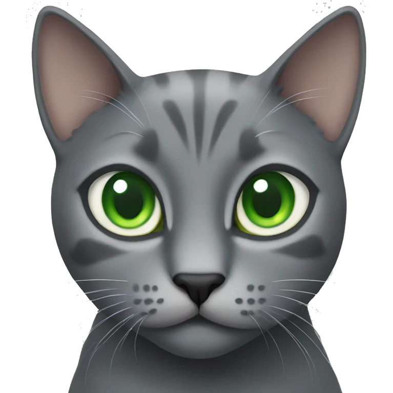 grey cat green eyes emoji