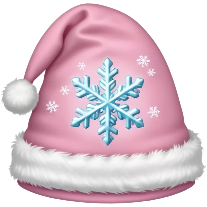 Light pink Santa hat with sparkly snowflakes emoji