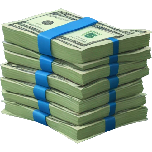 A stack of money with a blue band  emoji