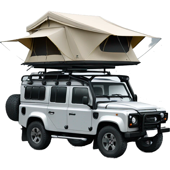 Black defender with auto home roof top tent  emoji