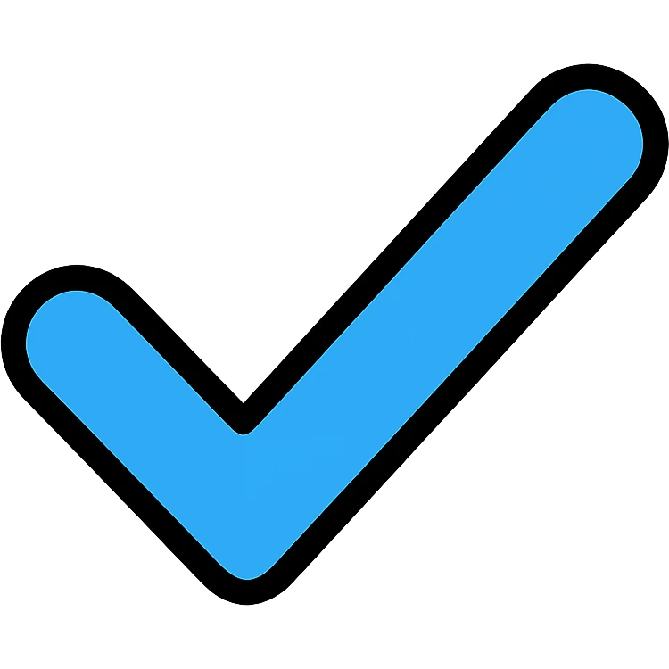 blue tick, clean and modern, color icon style emoji