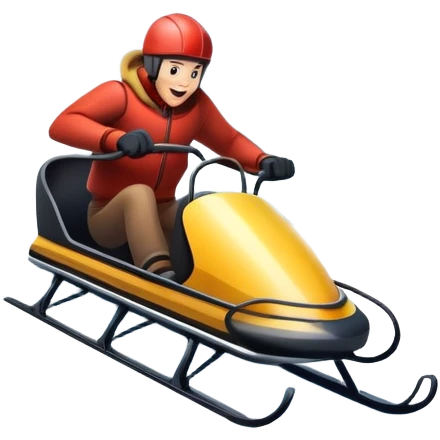 An icon featuring a sleek sled speeding down a snowy hill, with a snowy landscape and pine trees in the background. The motion lines and slight snow spray emphasize the thrill of the ride. Transparent background highlights the excitement and fun of sledding. emoji