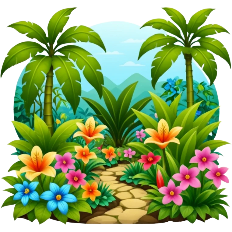 garden with exoctic plants and trees emoji