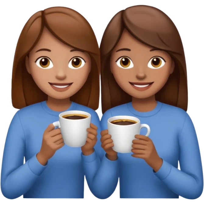sisters drinking coffee brown hair emoji