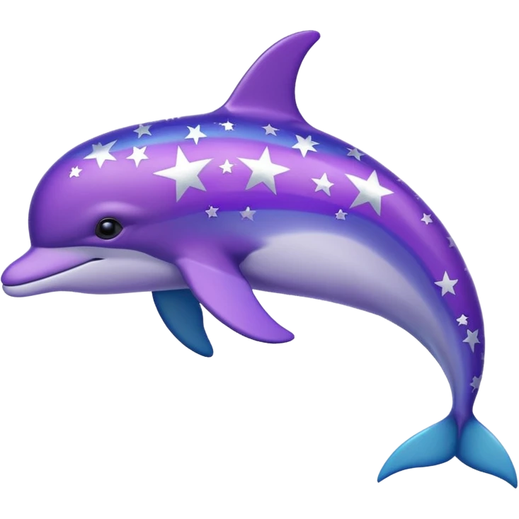 Blue and purple streaked Dolphin with silver stars on it emoji