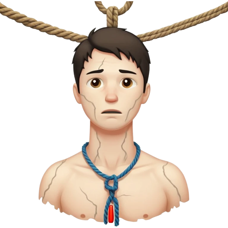 A man's neck hanging in a rope and suicide  emoji