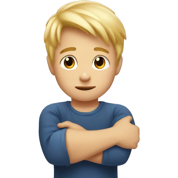 blond boy rejecting a hug from his father emoji