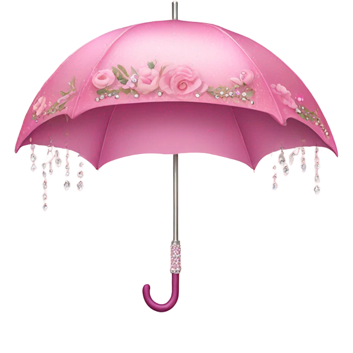 pink umbrella with flower detail and crystals emoji