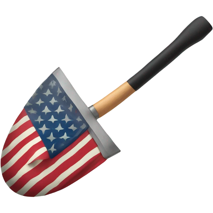 American flag connected to a black shovel emoji