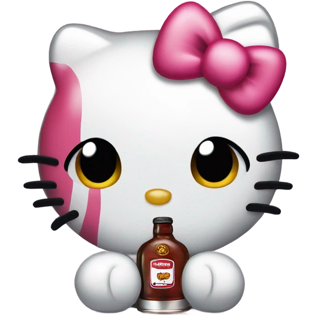 Hello kitty crying tears sad holding Hennessy bottle😭  emoji