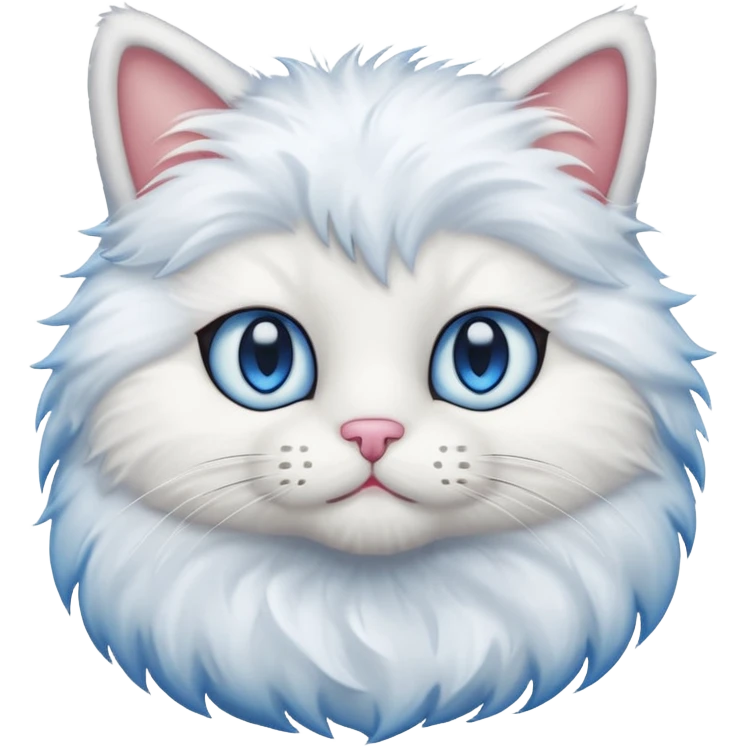 Teddy cat white with blue eyes iOS style emoji