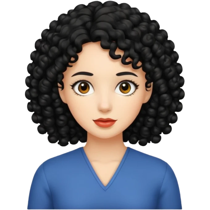 Mujer cabello rizado color negro emoji