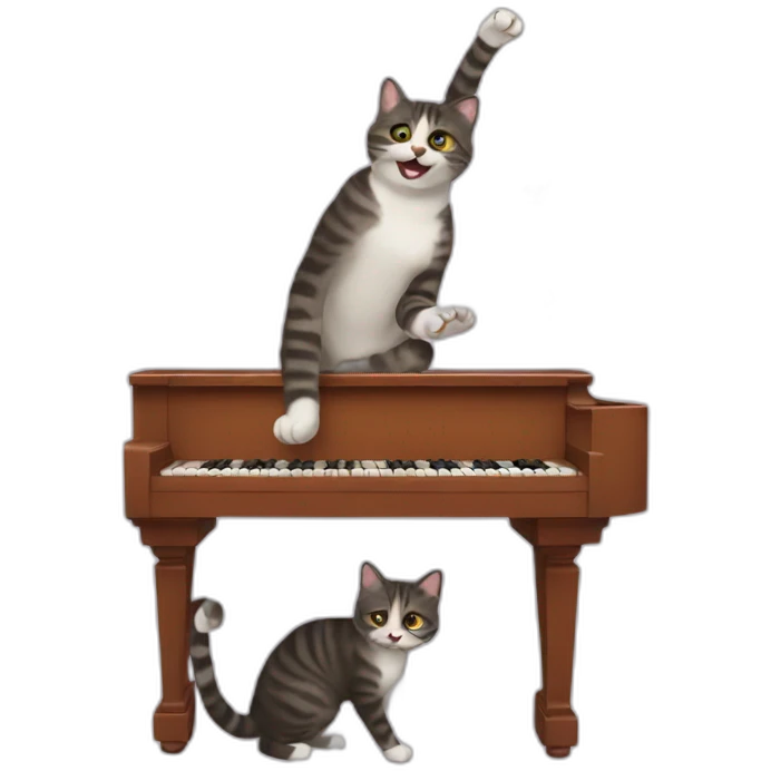 Juggling cat play piano emoji