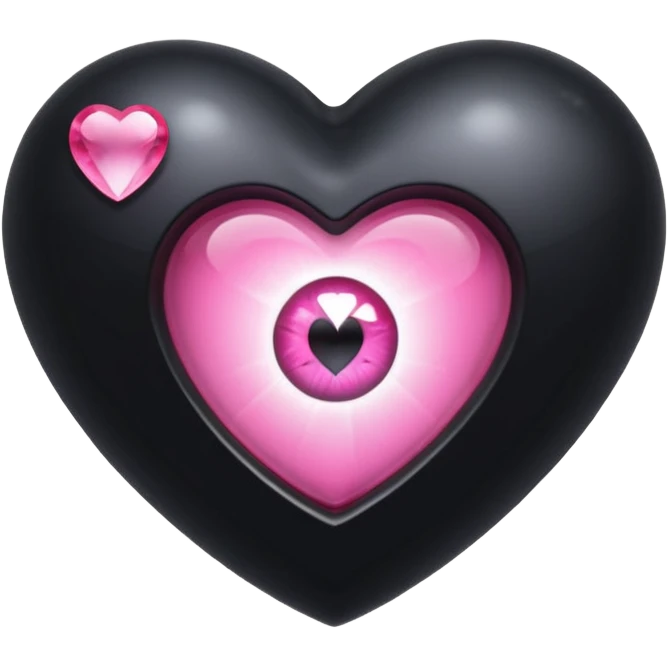A black heart Gem with a pink eye in the center emoji