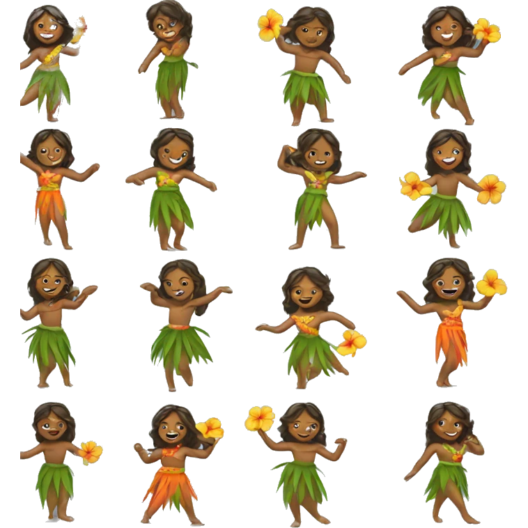 5 hula dancers emoji