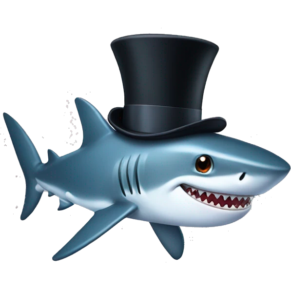 Shark with a top hat emoji