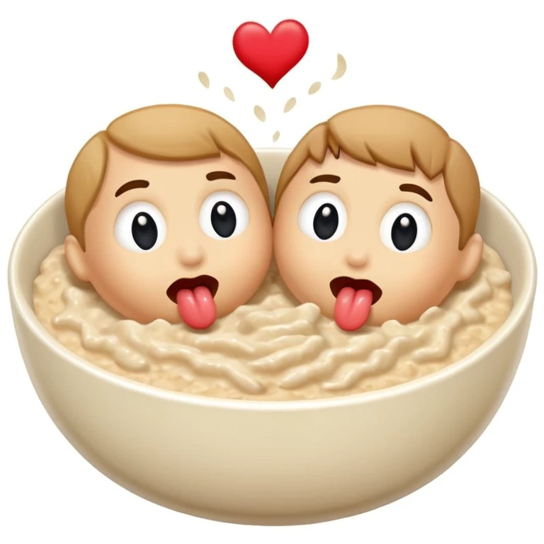 two bowls of oatmeal with tongues on the bowl that are kissing  emoji