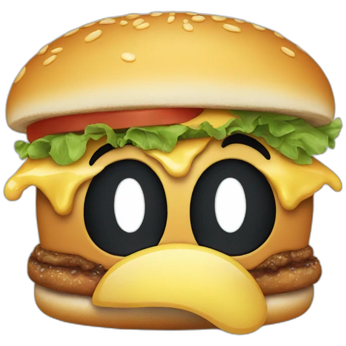 Mickey Mouse crying with a hamburger emoji