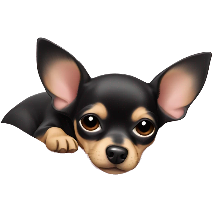 black & tan chihuahua puppy sleeping with a pink blanket  emoji