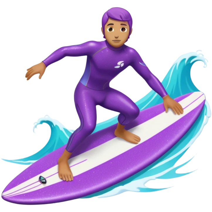 glitter surfer purple surf in wave ocean cian emoji