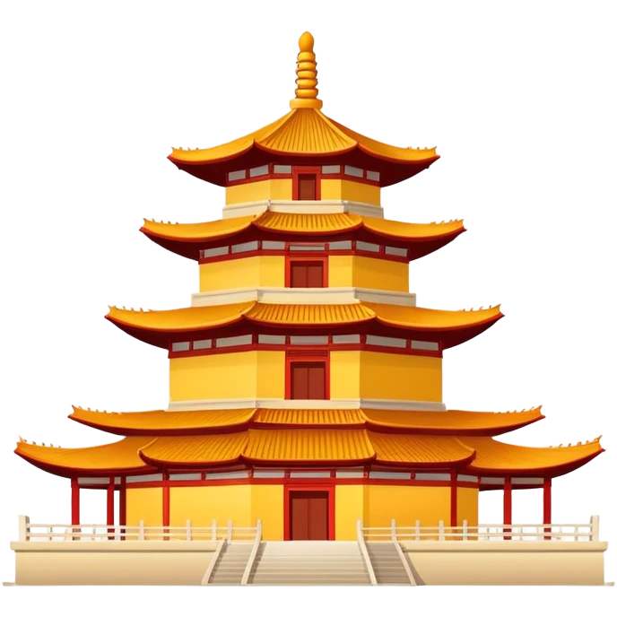 Giant Wild Goose Pagoda Xi'an, simplified emoji style with bold outlines and bright colors, cartoon style tall ancient Buddhist pagoda emoji