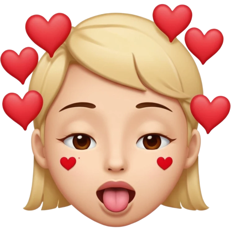 tongue out eyes closed with hearts around the eyes and greet around the face  emoji