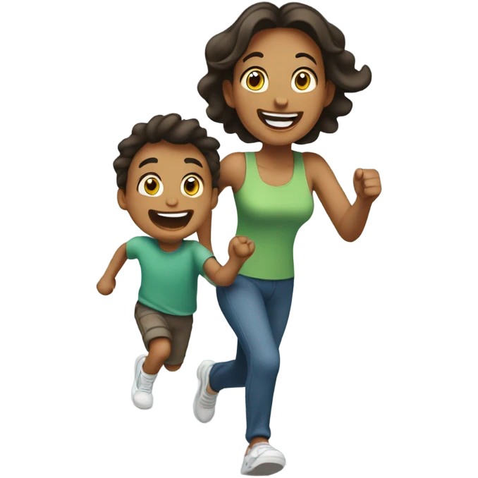Mom and son running emoji