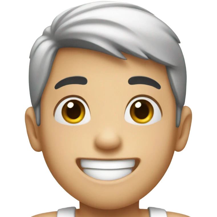that smiling boy in a white tank waving emoji