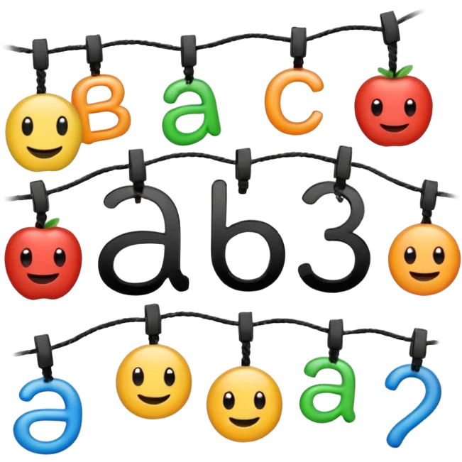 quiero crear iconos para string, Cadena de caracteres (string):    'abc',    '123',    'a1@!',    "a1@!"    emoji
