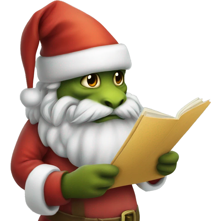 Dragon Santa checking his list emoji