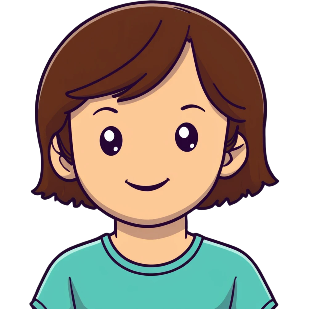 a girl with brown hair and brown eyes smiling emoji