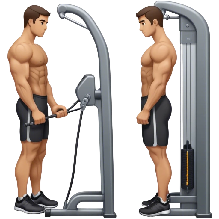 side-view man standing cable-machine tricep-pushdown emoji