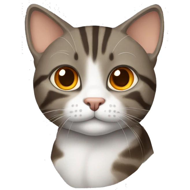 brown gray tabby cat with orange nose and white chin emoji