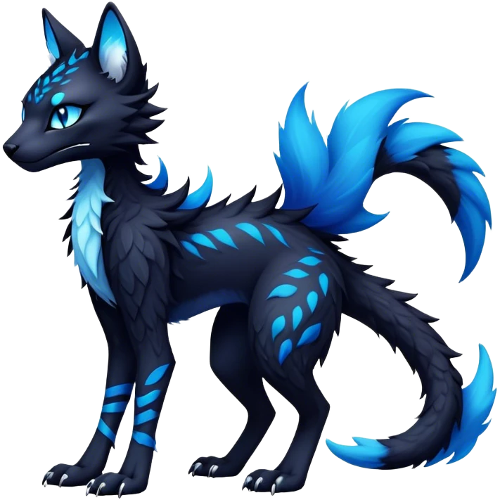 Kawaii dark edgy fantasy feline-vernid-sergal-fursona animal creature with a tufted tail full body with intricate markings  emoji