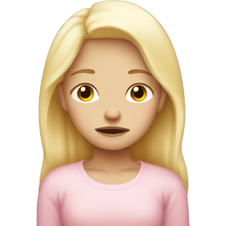 sad blonde girl depressed light light pink crying emoji
