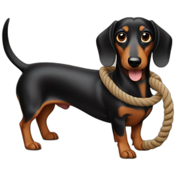 Sausage dog with a piece of rope emoji