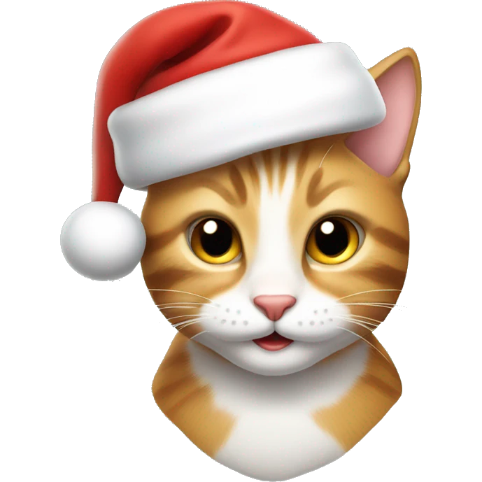 happy cat wearing a santa hat emoji